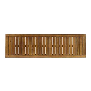 Great Deal Furniture Drew Outdoor Industrial Acacia Wood and Iron Bench, Teak and Black