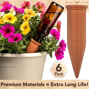 Upforesy 6 Pack Terracotta Watering Spikes for Indoor and Outdoor Plants - Simple and Easy Setup - Keep Plants Happy and Watered While You are Away