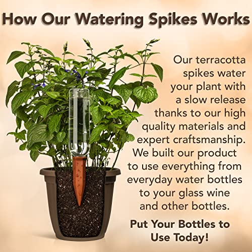 Upforesy 6 Pack Terracotta Watering Spikes for Indoor and Outdoor Plants - Simple and Easy Setup - Keep Plants Happy and Watered While You are Away