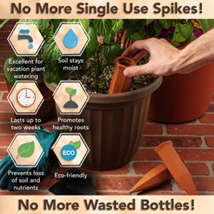 Upforesy 6 Pack Terracotta Watering Spikes for Indoor and Outdoor Plants - Simple and Easy Setup - Keep Plants Happy and Watered While You are Away