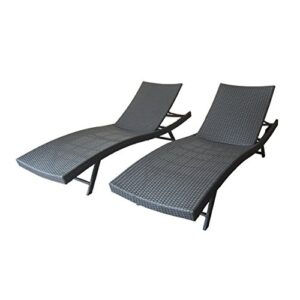 christopher knight home arthur | outdoor wicker chaise lounges | set of 2 | in grey