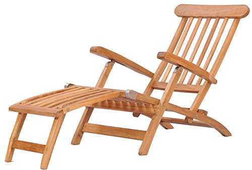 Teak Titanic Outdoor Patio Lounge Steamer Chair, Made from Solid A-Grade Teak Wood