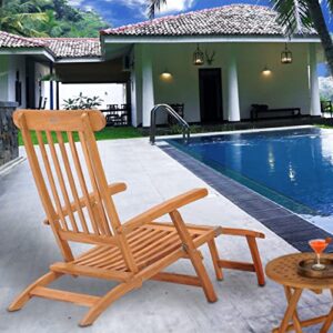 Teak Titanic Outdoor Patio Lounge Steamer Chair, Made from Solid A-Grade Teak Wood