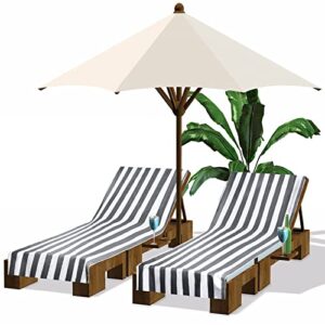 2 packs pool beach lounge chair towel covers 30 x 85 inch microfiber chaise chair towel cover portable stripe chair cushion for summer lounger sunbathing hotel outdoor (gray)