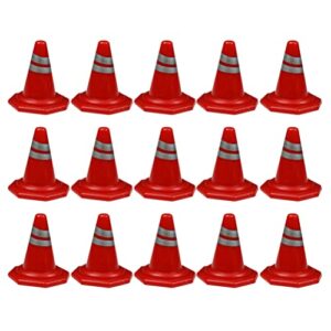 iplusmile kids toys 15pcs mini traffic cones miniature traffic road cones pretend play toys roadblocks model simulation traffic signs construction road parking cone for sand table red miniature toys