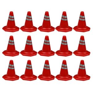 iplusmile Kids Toys 15pcs Mini Traffic Cones Miniature Traffic Road Cones Pretend Play Toys Roadblocks Model Simulation Traffic Signs Construction Road Parking Cone for Sand Table Red Miniature Toys