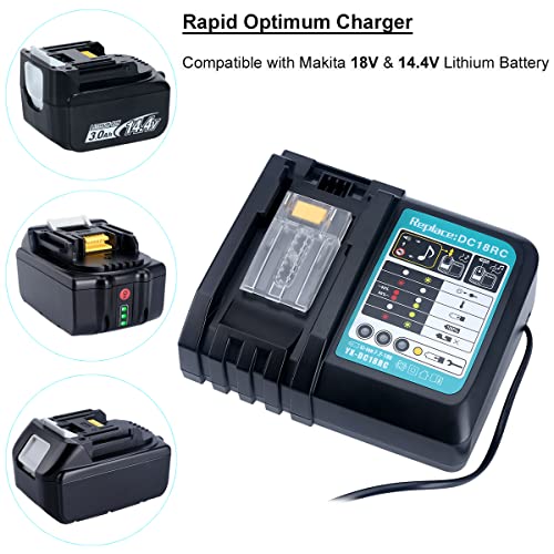 Biswaye 18V Battery Charger DC18RC DC18RA Compatible with Makita 14.4V-18V LXT Lithium-ion Battery BL1815 BL1830 BL1850 BL1820B BL1860 BL1840 BL1430 BL1415