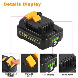 APTOOLER 3.0Ah 12V Max DCB120 Battery with Battery Holder Compatible with Dewalt 12V Lithium Battery DCB123 DCB127 DCB122 DCB124 DCB121 Power Tools Batteries 2 Pack