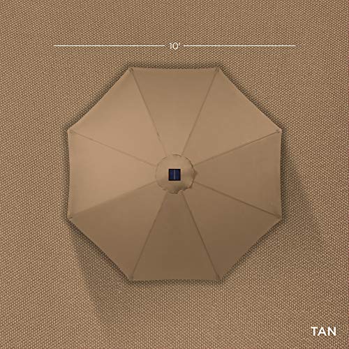 Best Choice Products 10ft Solar Powered Aluminum Polyester LED Lighted Patio Umbrella w/Tilt Adjustment and UV-Resistant Fabric, Tan