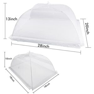 Food Covers for Outside - 2 Large (28"X20") & 4 Standard (18"X18") Mesh Food Tent - Reusable Collapsible - Large Tall Pop-Up Picnic Table Covers For Outdoors Indoors Party Plants