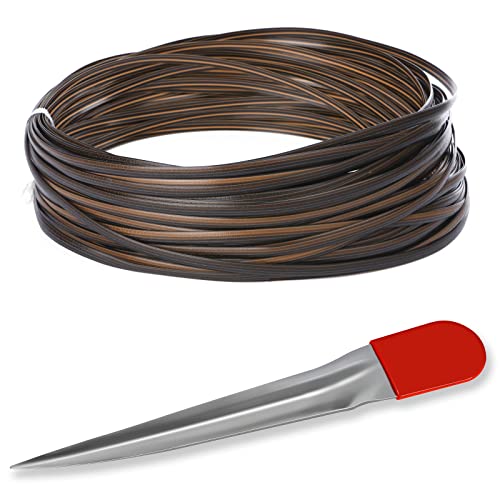 Laphivieh Wicker Repair Kit with Weaving Tool, 120ft Two-Tone Gradient Dark Brown with Brown Stripes, Plastic Rattan Material for Patio Rattan Furniture Repair Replacement Supplies