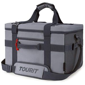tourit cooler bag 48-can insulated soft cooler large collapsible cooler bag 32l lunch coolers for picnic, beach, work, trip, grey