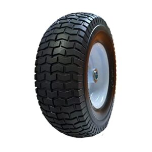 13x5.00-6 Front Flat Free Tire and Wheel Assembly with 3/4 & 5/8 Bearing, 3” Hub Riding Mower Lawn Tire 5.00-6, 13 inch No-Flat Solid Rubber Turf Wheel for Garden Tractor Truck Wheelbarrow Cart