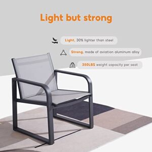 Outdoor Patio Furniture Set with Aluminum Frame, 4 Pieces Outdoor Garden Patio Conversation Sets with Breathable Textilene with Loveseat Coffee Table for Yard,Home,Balcony,Grey