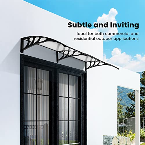 VIVOHOME Polycarbonate Window Door Awning Canopy Transparent with Black Bracket 40 Inch x 80 Inch