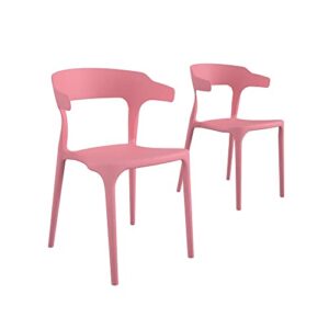 novogratz poolside collection, felix stacking dining chairs, indoor/outdoor, 2-pack, pink