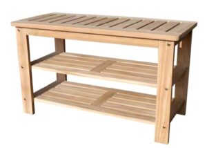 d-art outdoor shoe bench with 2 shelves – in teak wood