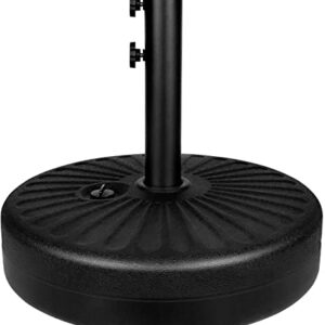 Simple Deluxe 20" Round Heavy Duty Patio Umbrella Base Stand with Steel Umbrella Holder, Water or Sand Fillable for Outdoor, Lawn, Garden, 50lbs Weight Capacity, Black