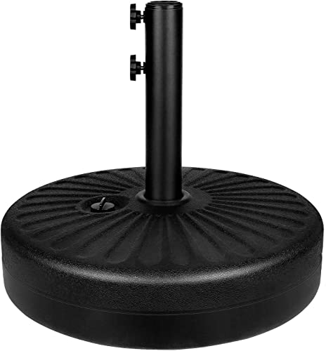 Simple Deluxe 20" Round Heavy Duty Patio Umbrella Base Stand with Steel Umbrella Holder, Water or Sand Fillable for Outdoor, Lawn, Garden, 50lbs Weight Capacity, Black