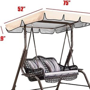 KFJZGZZ Replacement Canopy for Swing Seat, Swing Canopy Cover 3 Seater, Patio Hammock Cover, Outdoor UV Proof Waterproof Swing Seat Cover - Cover Only