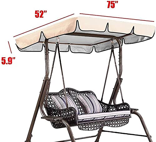 KFJZGZZ Replacement Canopy for Swing Seat, Swing Canopy Cover 3 Seater, Patio Hammock Cover, Outdoor UV Proof Waterproof Swing Seat Cover - Cover Only