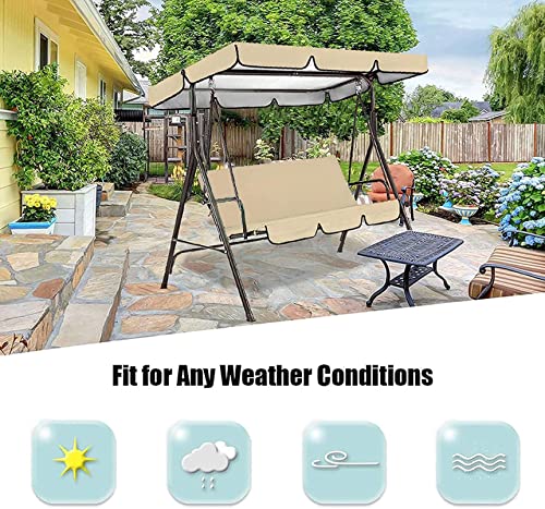 KFJZGZZ Replacement Canopy for Swing Seat, Swing Canopy Cover 3 Seater, Patio Hammock Cover, Outdoor UV Proof Waterproof Swing Seat Cover - Cover Only