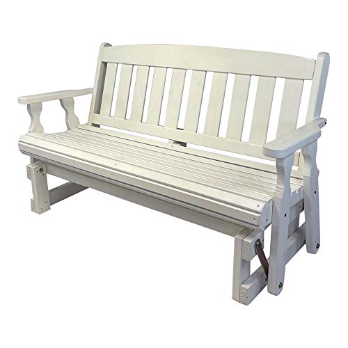 CAF Amish Heavy Duty 800 Lb Mission Pressure Treated Porch Glider (5 Foot, Semi-Solid White Stain)