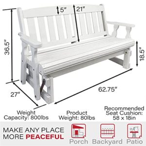 CAF Amish Heavy Duty 800 Lb Mission Pressure Treated Porch Glider (5 Foot, Semi-Solid White Stain)