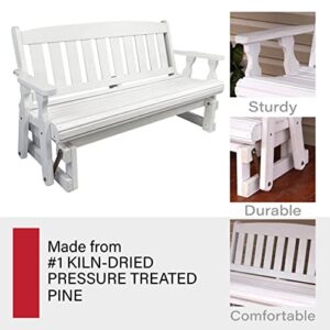 CAF Amish Heavy Duty 800 Lb Mission Pressure Treated Porch Glider (5 Foot, Semi-Solid White Stain)