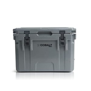 cobalt 25 quart roto-molded super ice cooler | large ice chest holds ice up to 3 days | (gray)