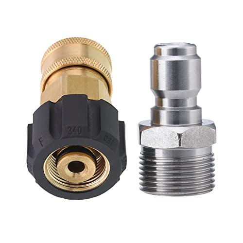 Tool Daily Pressure Washer Adapter, 3/8 Inch Quick Connect Kit, M22 14mm to M22 Metric Fitting, 5000 PSI