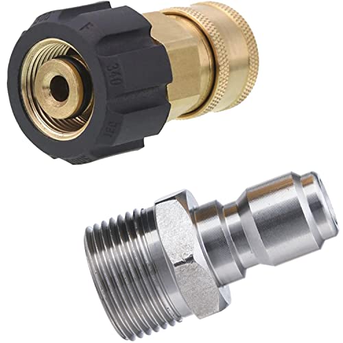 Tool Daily Pressure Washer Adapter, 3/8 Inch Quick Connect Kit, M22 14mm to M22 Metric Fitting, 5000 PSI