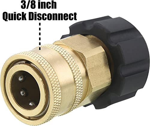 Tool Daily Pressure Washer Adapter, 3/8 Inch Quick Connect Kit, M22 14mm to M22 Metric Fitting, 5000 PSI