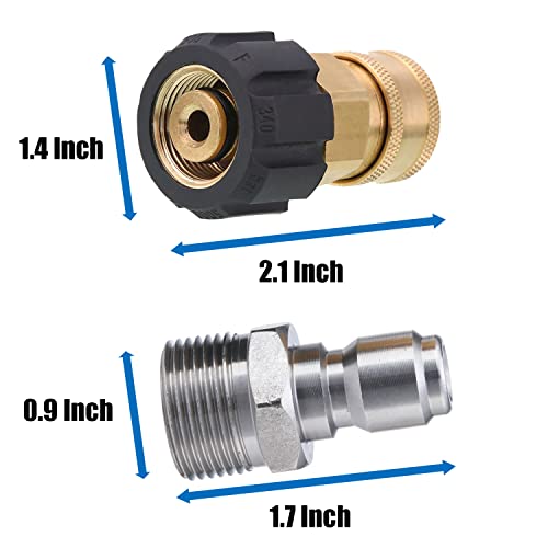 Tool Daily Pressure Washer Adapter, 3/8 Inch Quick Connect Kit, M22 14mm to M22 Metric Fitting, 5000 PSI