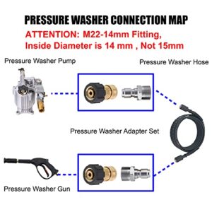 Tool Daily Pressure Washer Adapter, 3/8 Inch Quick Connect Kit, M22 14mm to M22 Metric Fitting, 5000 PSI