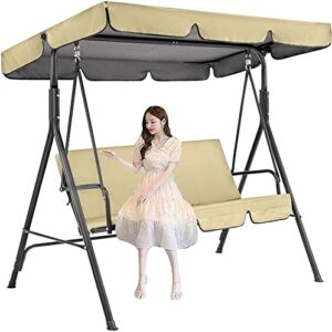 kfjzgzz 1pc set swing chair canopy replacement cover,swing canopy cover 2 & 3 seater waterproof windproof anti-uv hammock replacement canopy roof sun shade cover (top cover +chair cover)