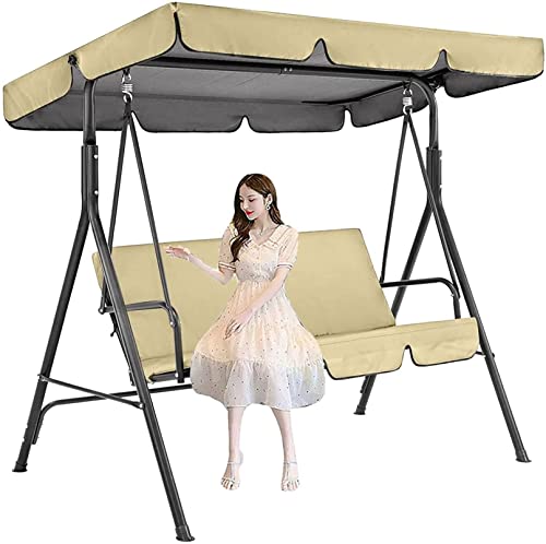 KFJZGZZ 1PC Set Swing Chair Canopy Replacement Cover,Swing Canopy Cover 2 & 3 Seater Waterproof Windproof Anti-Uv Hammock Replacement Canopy Roof Sun Shade Cover (Top Cover +Chair Cover)