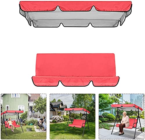 KFJZGZZ 1PC Set Swing Chair Canopy Replacement Cover,Swing Canopy Cover 2 & 3 Seater Waterproof Windproof Anti-Uv Hammock Replacement Canopy Roof Sun Shade Cover (Top Cover +Chair Cover)