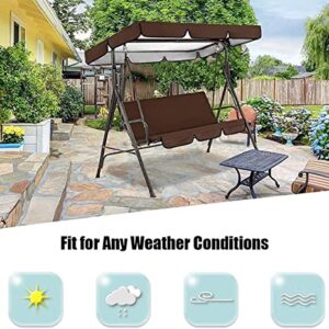 KFJZGZZ 1PC Set Swing Chair Canopy Replacement Cover,Swing Canopy Cover 2 & 3 Seater Waterproof Windproof Anti-Uv Hammock Replacement Canopy Roof Sun Shade Cover (Top Cover +Chair Cover)