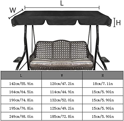 KFJZGZZ 1PC Set Swing Chair Canopy Replacement Cover,Swing Canopy Cover 2 & 3 Seater Waterproof Windproof Anti-Uv Hammock Replacement Canopy Roof Sun Shade Cover (Top Cover +Chair Cover)