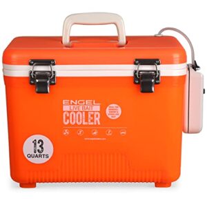 engel englbc13-n-ohv 13qt live bait cooler with 2nd generation 2x2 portable aerator pump orange