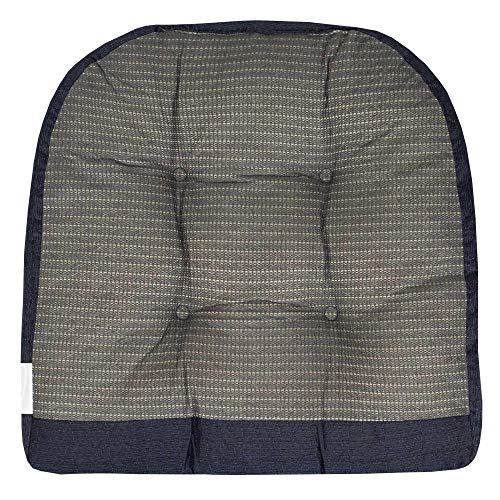 Sweet Home Collection Rocking Chair Cushion Premium Tufted Pads Non Skid Slip Backed Set of Upper and Lower with Ties, 2 Piece, Navy Blue