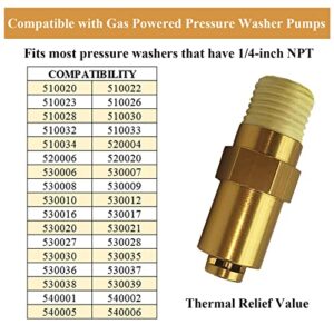 Zeiboat 7101359 Thermal Relief Valve for Gas Powered Pressure Washer Pumps, 1/4 Inch NPT