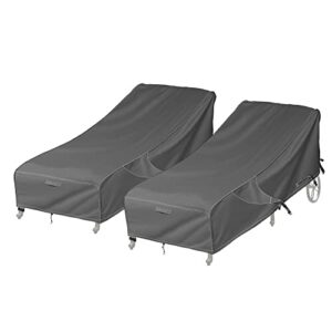 ikover patio chaise lounge cover, patio furniture outdoor lounge chair covers waterproof with sealed seam, 76 inch heavy duty chaise cover, provide a great fit and all weather protection, 2-pack, grey