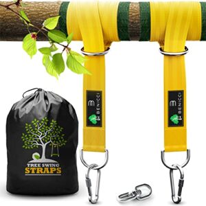 safe tree swing hanging kit (set of 2) – 10ft long straps with two alloy carabiners and 2000 lb breaking strength – easy & fast installation for all types of swings and children
