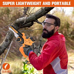 KittVegi Mini Chainsaw, 6 Inch Powerful Cordless Mini Saw with 2 Large Capacity Rechargeable Batteries & 2 Chains, Handheld Small Chainsaw for Tree Trimming Wood Cutting