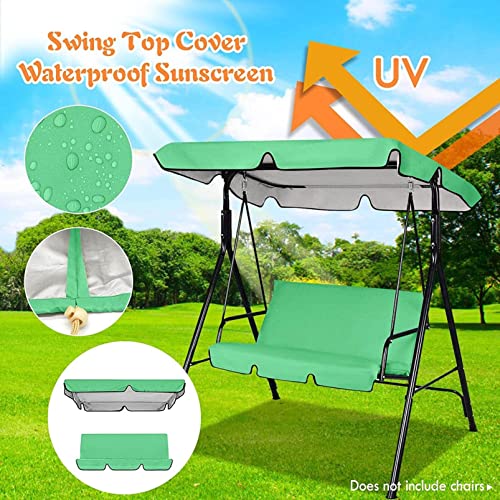 KFJZGZZ 1PC Set Swing Chair Canopy Replacement Cover,Swing Canopy Cover 2 & 3 Seater Waterproof Windproof Anti-Uv Hammock Replacement Canopy Roof Sun Shade Cover (Top Cover +Chair Cover)