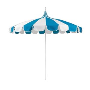 california umbrella 8.5′ rd. pagoda market umbrella, silver pole, 100% acrylic blue/white pacifica fabric