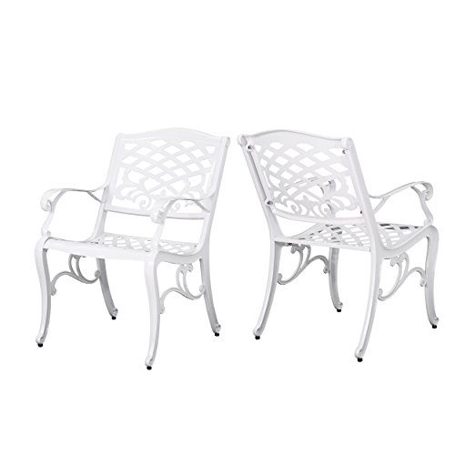 Christopher Knight Home Brody Outdoor White Cast Aluminum Arm Chair (Set of 2)