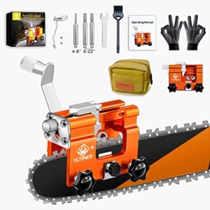 chainsaw chain sharpening jig, chainsaw sharpener kit with carrying bag & cleaning brush, hand-crank fast chain saw sharpener tool for 4″-22″ chain saws & electric saws, lumberjack, garden worker